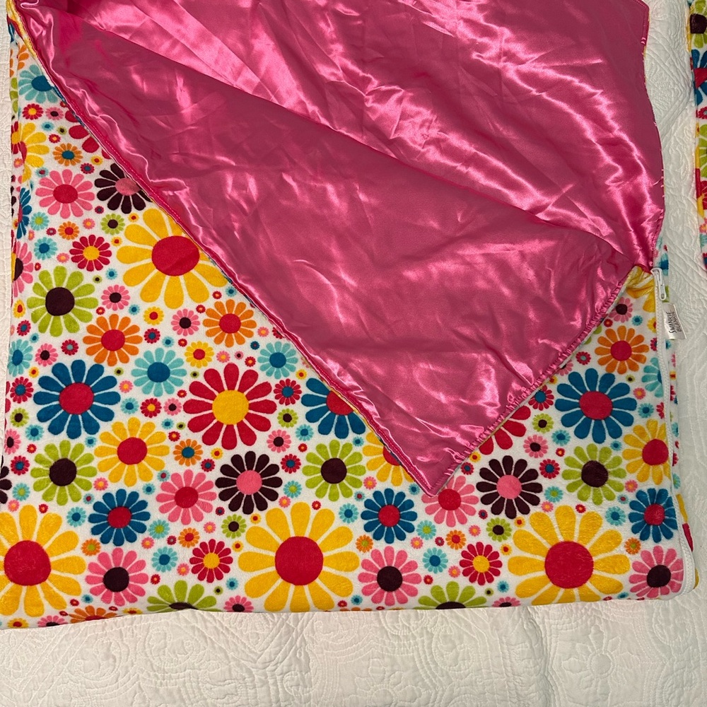 Girls Swankie Blankie Seeeping Bag 55” Floral Pink